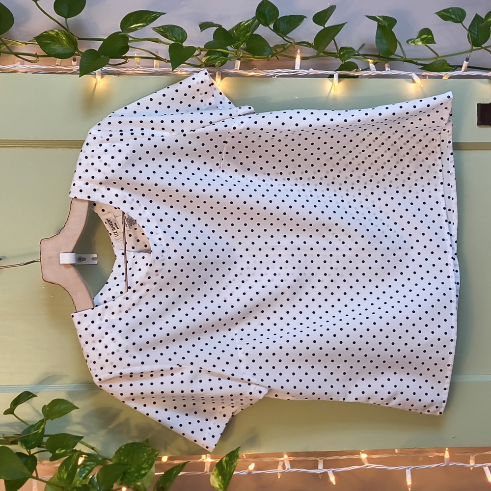 Women's Liz Baker Black White Polka Dot Blouse 14P